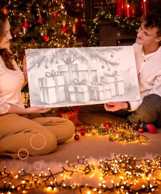 Kerst vol stippen en vreugde. ✨ Een stipkunst-schilderij, cadeaus onder de boom en de magie van samen zijn. Zo voelt echte...